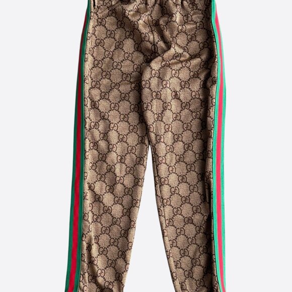 Gucci Tan Monogram Striped Track Pants - Picture 1 of 8